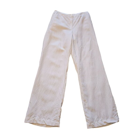 Eileen Fisher White Lyocell Organic Linen Slub Wide Leg Pant Women Size Small - Picture 3 of 8